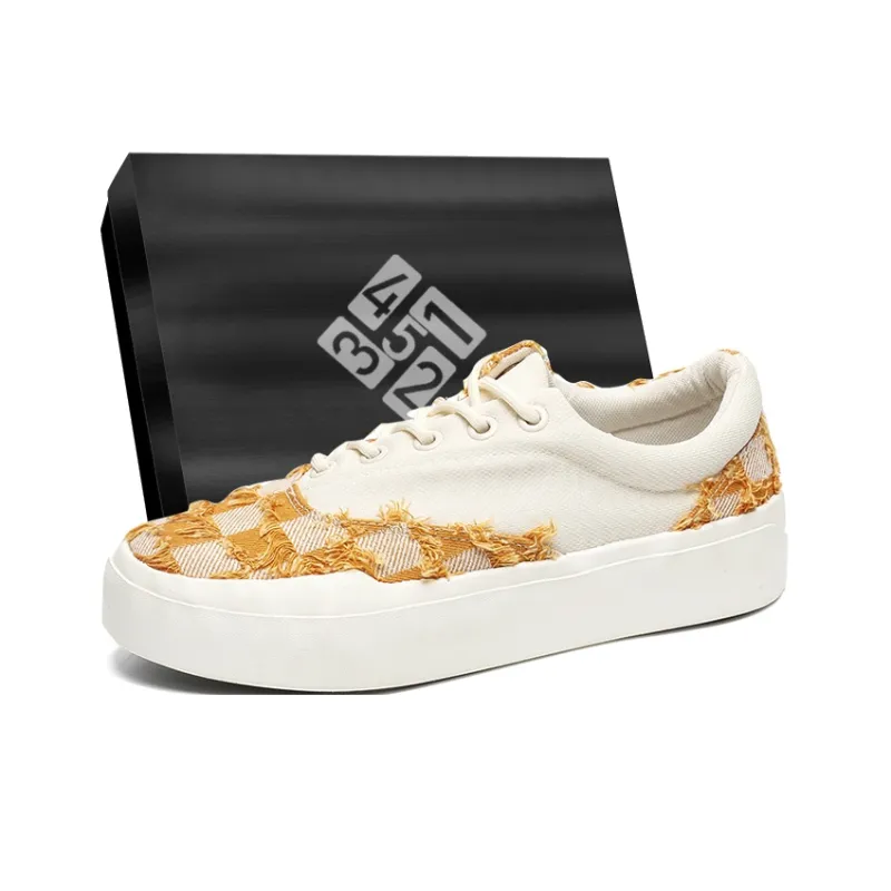 12345 Platform White Sneakers Abrasion Resistant, Lightweight, And Breathable Low Top Canvas Shoes Men's-5