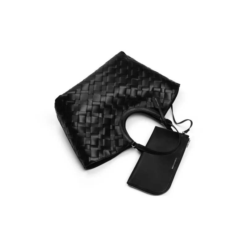 CHARLES&KEITH PU Shoulder Bag Tubas Women's Chocolate/Noir Black/Cream White-8