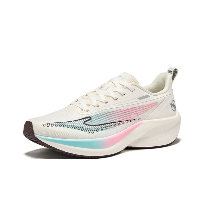 Erke Lightning 4 Running Shoes Women's Low Top Microcrystal White Peach Blossom Pink-2