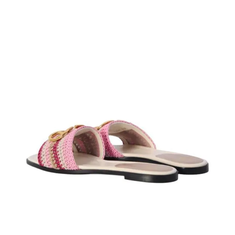 Valentino VLogo Signature Slide Slippers Women's Pink-3