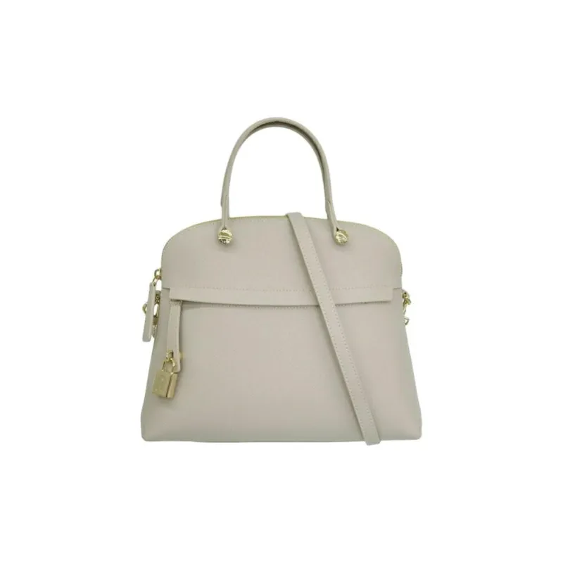 Furla Leather Shoulder Bag, Crossbody Bag, Handbag Women's Light Gray-0