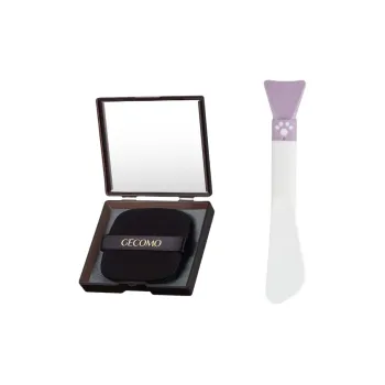 GECOMO Cute Paw Silicone Facial Mask Brush+Oil Absorption Paper Combo, Built in Mirror Powder Puff, Makeup Tool
