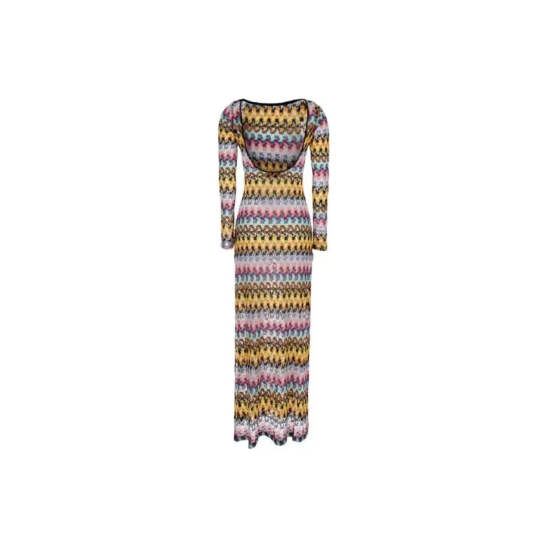 MISSONI Lamé Lace Open Back Long Dress-1