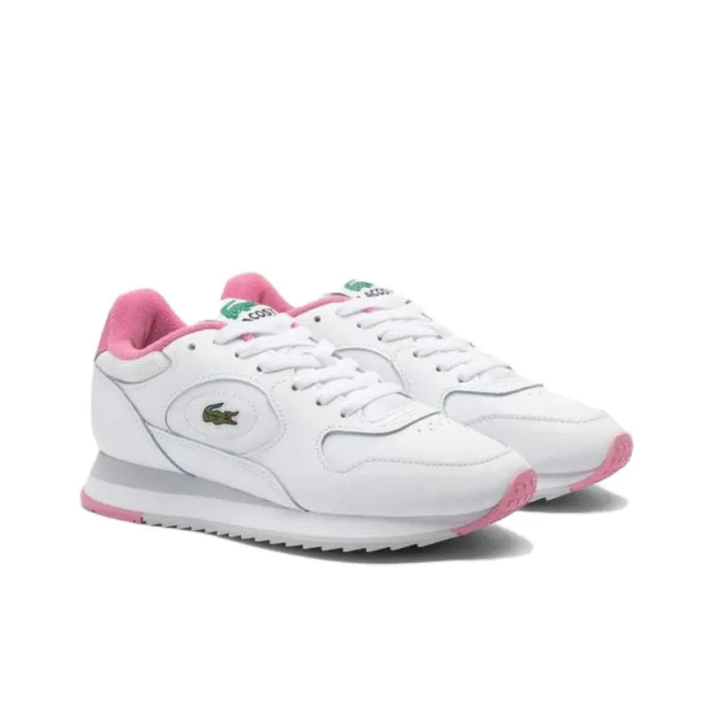 LACOSTE Linetrack Low-Top Casual Shoes Women's White Pink-1