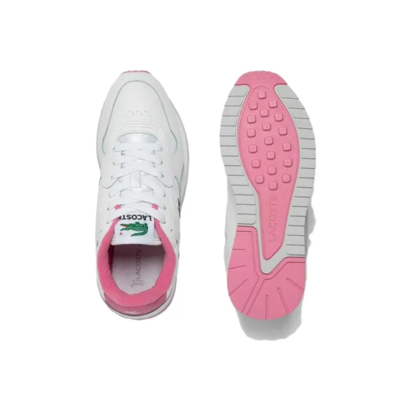 LACOSTE Linetrack Low-Top Casual Shoes Women's White Pink-4