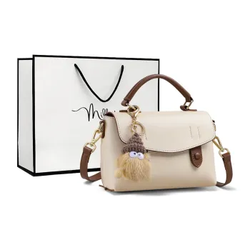 MILLIE'S Cow Leather Shoulder Bag, Crossbody Bag, Handbag Regular Women's Milkshake White