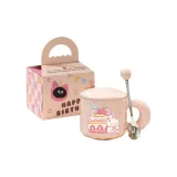 Pink Cup-Style C Triangle Dessert Bear[Lid Spoon+Handheld Box]
