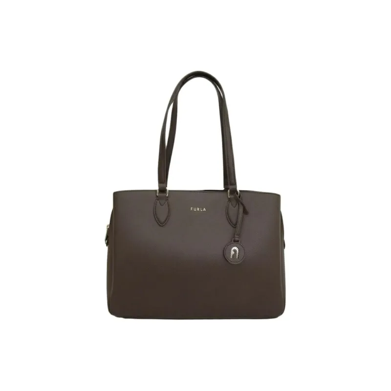 Furla Leather Tote Bag, Shopping Bag, Shoulder Bag Women's Chocolate Brown-0