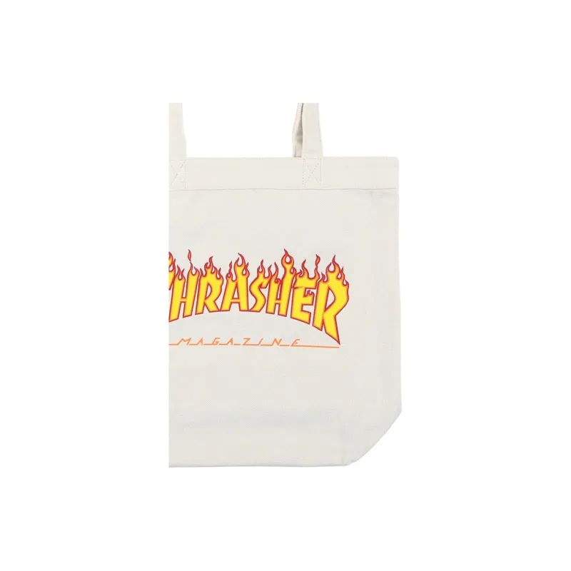 Thrasher Cotton Tote Bag Shoulder Bag Unisex White-3