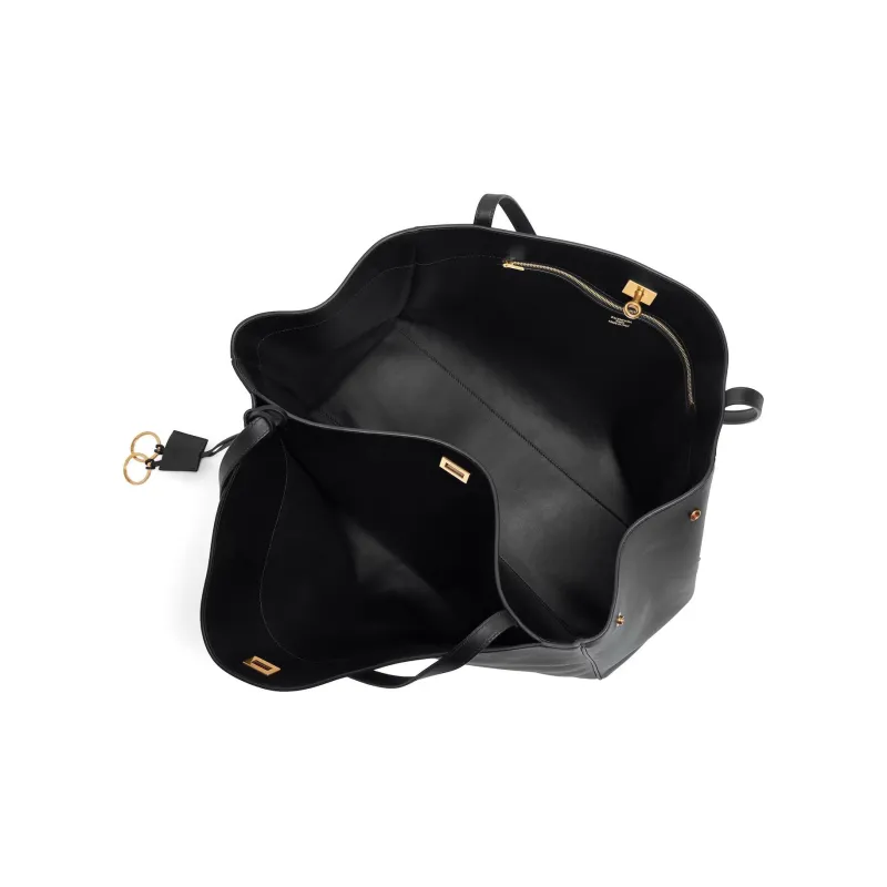 Balenciaga Cow Leather Tote Bag Shopping Bag Handbag Women's Black-4