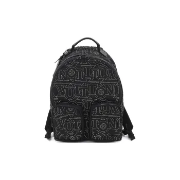 LOUIS VUITTON Leather Trim Backpack Men's Black