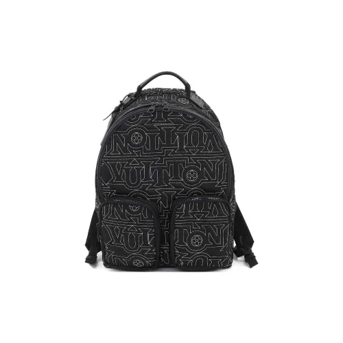 LOUIS VUITTON Leather Trim Backpack Men's Black
