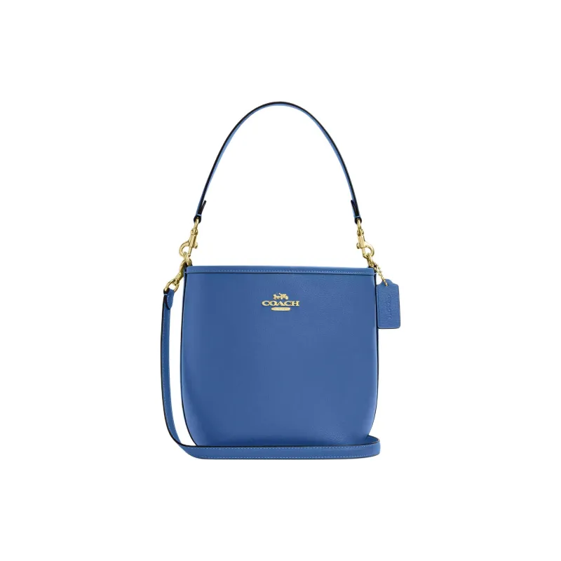 COACH Leather Bucket Bags Shoulder Bags Small Size Women's Blue-0