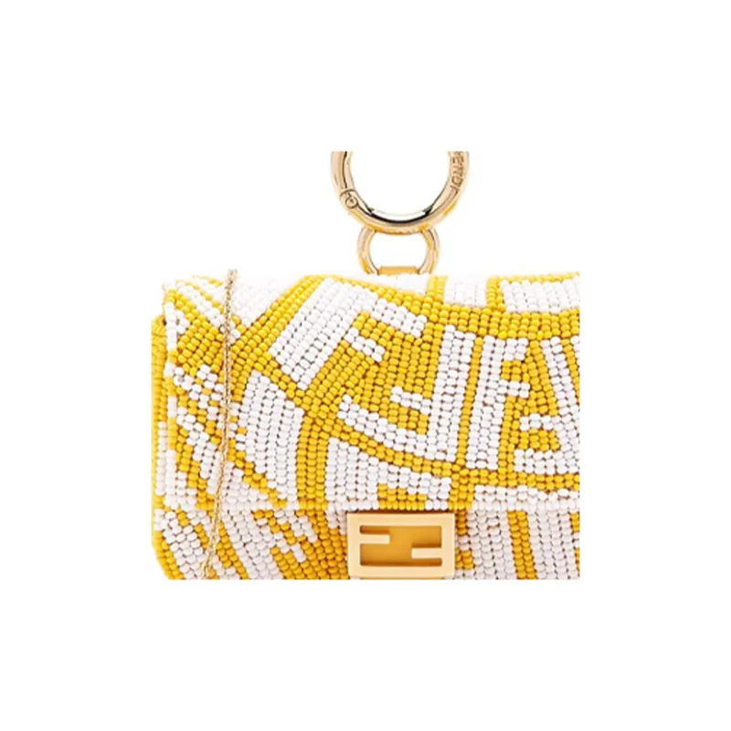 FENDI Nano Baguette Charm Yellow/White-4
