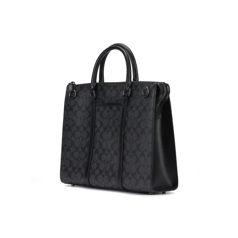 COACH Graham PVC Briefcase Portable Crossbody Bag Shoulder Bag Large Size Men's Black-3