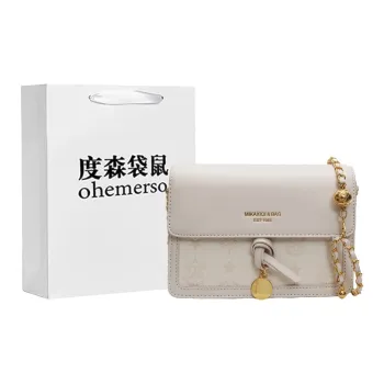 Dusen Kangaroo PU Crossbody Bag Women's Black/Ecru/Pink