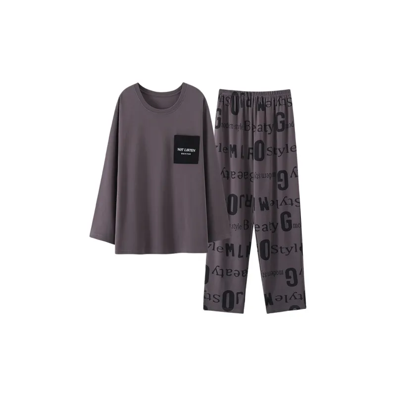Pretty Lady Pajama Set Men's Brown Gray-0