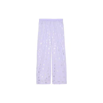Victoria's Secret PINK Flannel Sleep Pants / Purple Cloud Foil Stars Pajama Pants Women's Purple