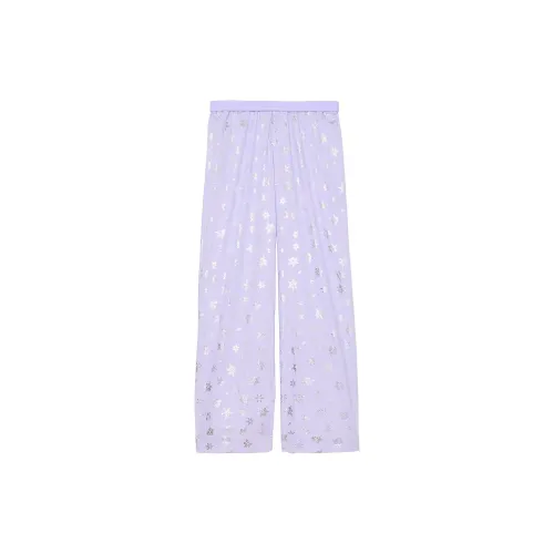 Victoria's Secret PINK Flannel Sleep Pants / Purple Cloud Foil Stars Pajama Pants Women's Purple