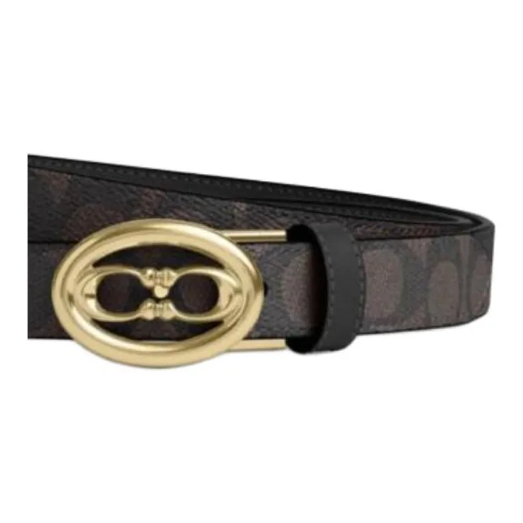 COACH Cow Leather Belts Women's Walnut Width 2.5CM-1