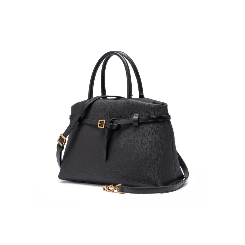 Chrisdien Deny Cow Leather Kelly Bag Handbags Women's Elephant Gray/Black-2
