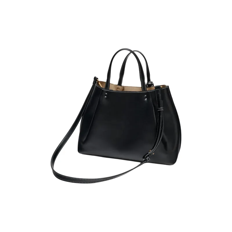 ZARA Polyurethane Tote Bag, Shopping Bag, Handbag Women's Black-1
