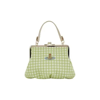 Vivienne Westwood Polyester Dumpling Bag, Shoulder Bag, Crossbody Bag, Handbag Women's Green Plaid