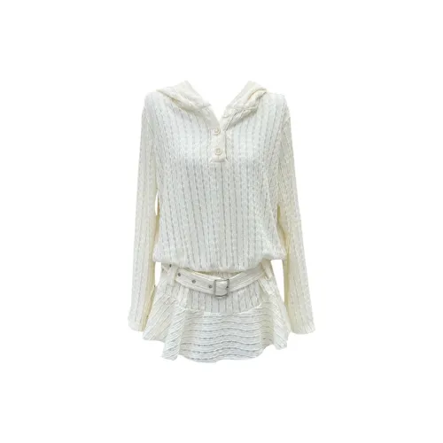 FLIM Long Sleeved Dresses Women's Mist White