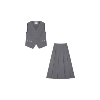 Mo Han Yi Mei Skirt Set Women's Light Gray