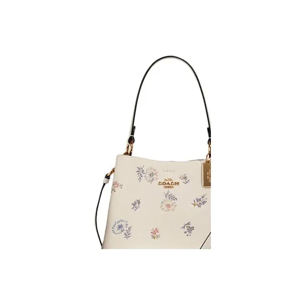 COACH Town Polished Pebbled Leather Bucket Bag Portable Crossbody Bag Shoulder Bag Women's White Print-3