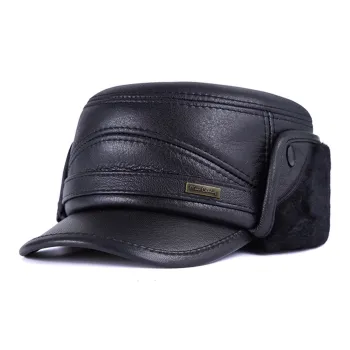 PIERRE CARDIN Shearling Ear Protection Flat Top Hat Men's