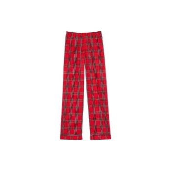 Victoria's Secret PINK Flannel Sleep Pants / Sangria Red/ Green Plaid Pajama Pants Women's Red Plaid