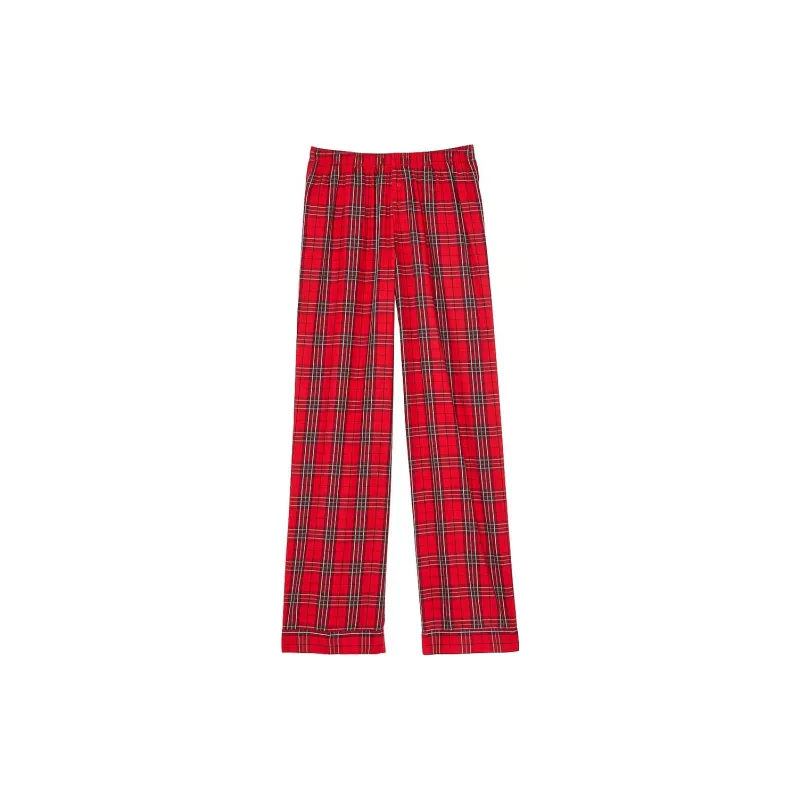 Victoria's Secret PINK Flannel Sleep Pants / Sangria Red/ Green Plaid Pajama Pants Women's Red Plaid-0