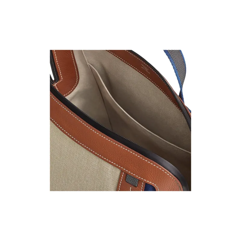 HERMES Off Piste Cotton Backpack Unisex Sapphire Blue & Light Taupe-4