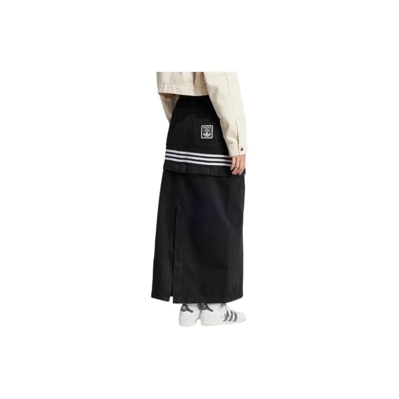 Adidas Originals Denim Long Skirts Women's Denim Black-2