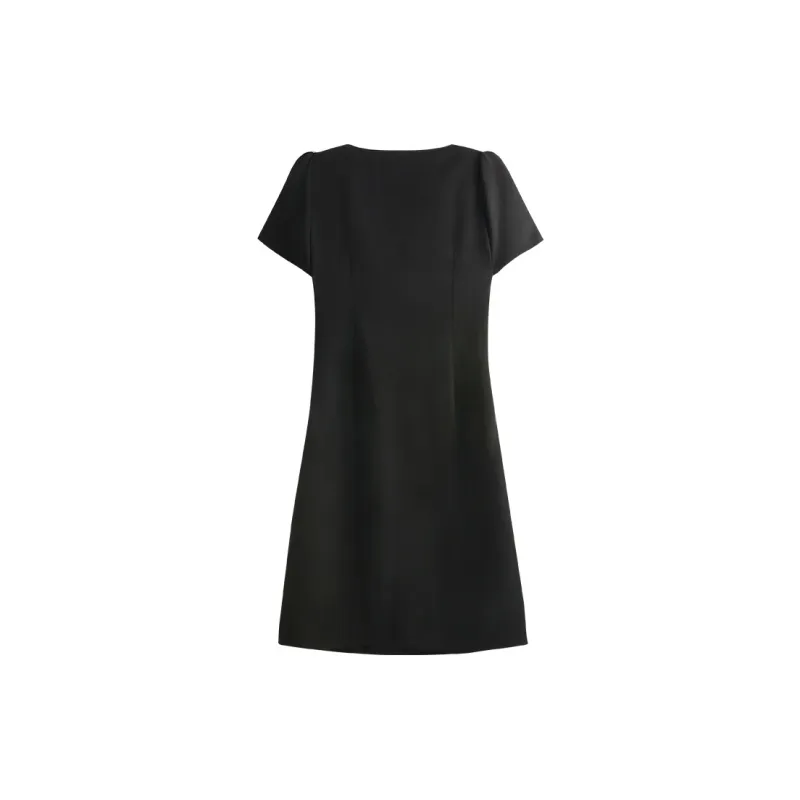 She Enjoys Short-Sleeved Dresses Women's Black-0