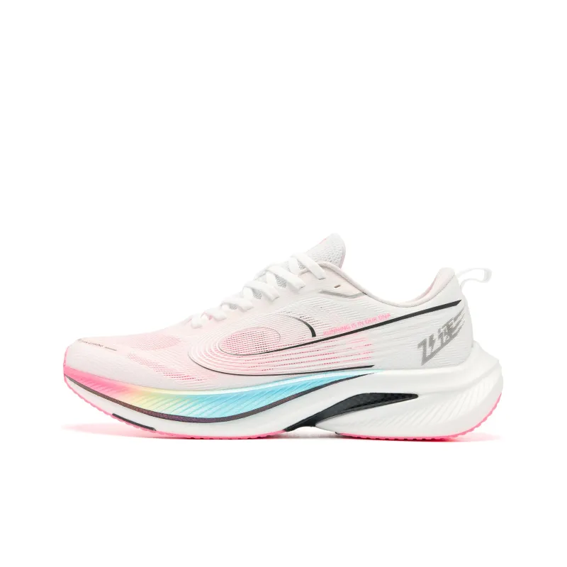 QIAODAN Cushioned Slip-Resistant Abrasion-Resistant Low-Top Casual Running Shoes Men's White Pink-0