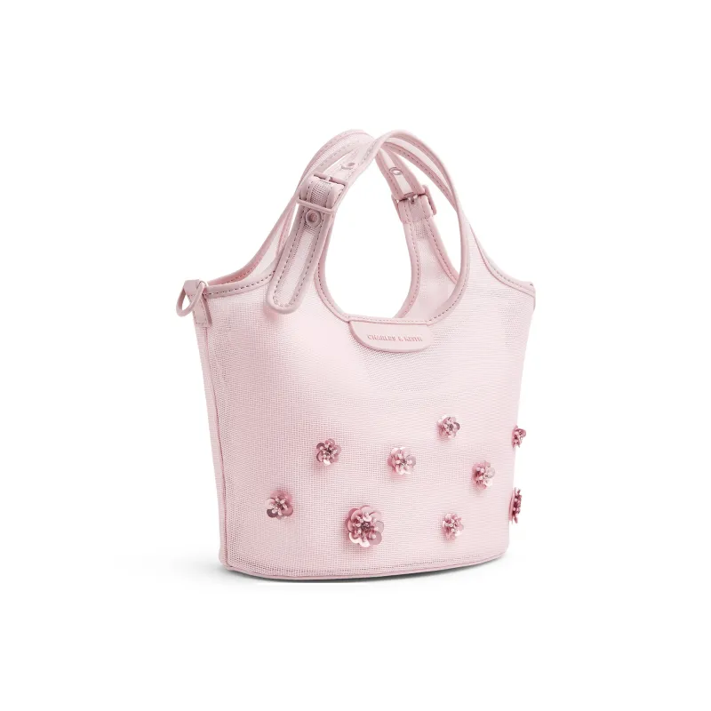 CHARLES&KEITH Fabric Handbag, Shoulder Bag Trumpets Women's Blossom Pink/Light Pink/Jet Black-1