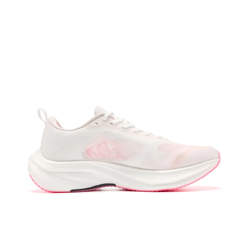 QIAODAN Anti-Slip Wear-Resistant Low-Top Casual Running Shoes Women's White Pink-1