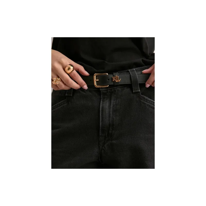 Polo Ralph Lauren Cow Leather Leather Belts Women's Black --4