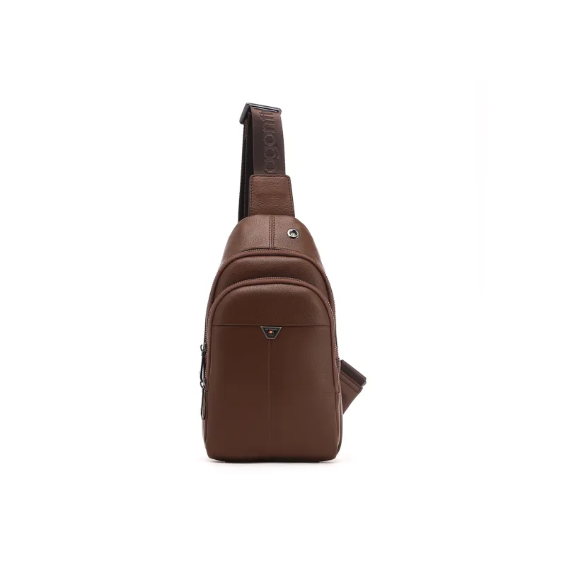 RED DRAGONFLY Cow Leather With Fabric Sling Bag Men's Black/Coffee-6