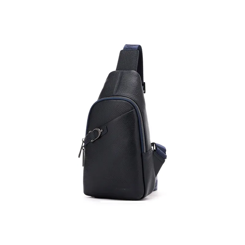 RED DRAGONFLY Cow Leather Sling Bag Men's Black/Royal Blue-6