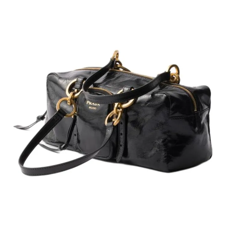 PRADA Cow Leather One Shoulder Handbag Medium Size Women's Black-1