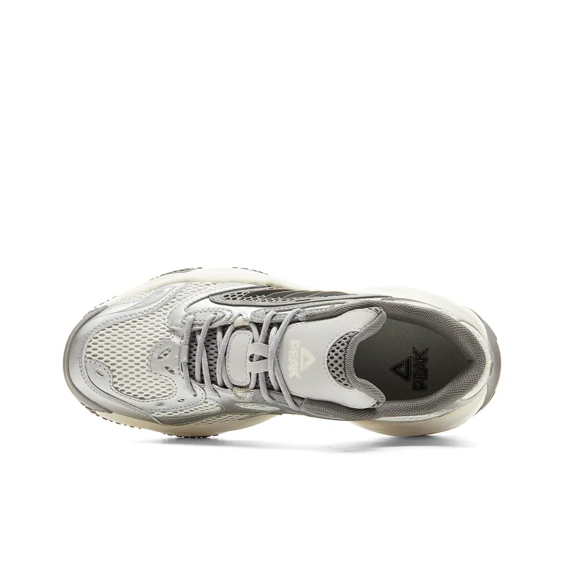 PEAK Anti-Slip And Wear-Resistant Rebound Low-Top Casual Shoes Unisex Canvas White Gray-3