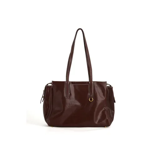 COCOEVA Cow Leather Shoulder Bag Women's Coffee/Black