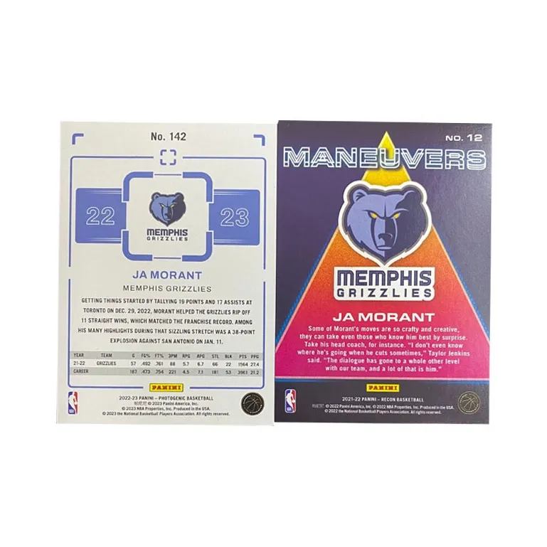 PANINI 2023 Grizzlies On-Card Ja Morant 2022 RECON NO.12 BASE Sports Cards 2 Pcs-1