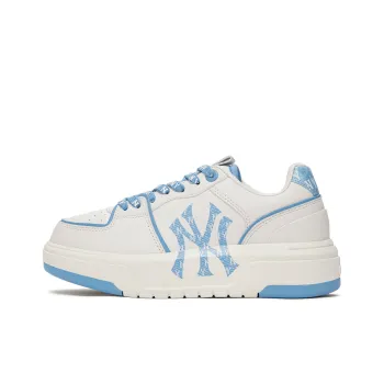 MLB New York Yankees Anti Slip Wear Resistant Low Top Skateboard Shoes Unisex White Blue