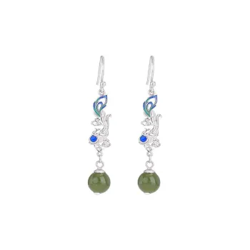 Royal Heaven's Choice Earrings Pale Greenish White Jade Unisex