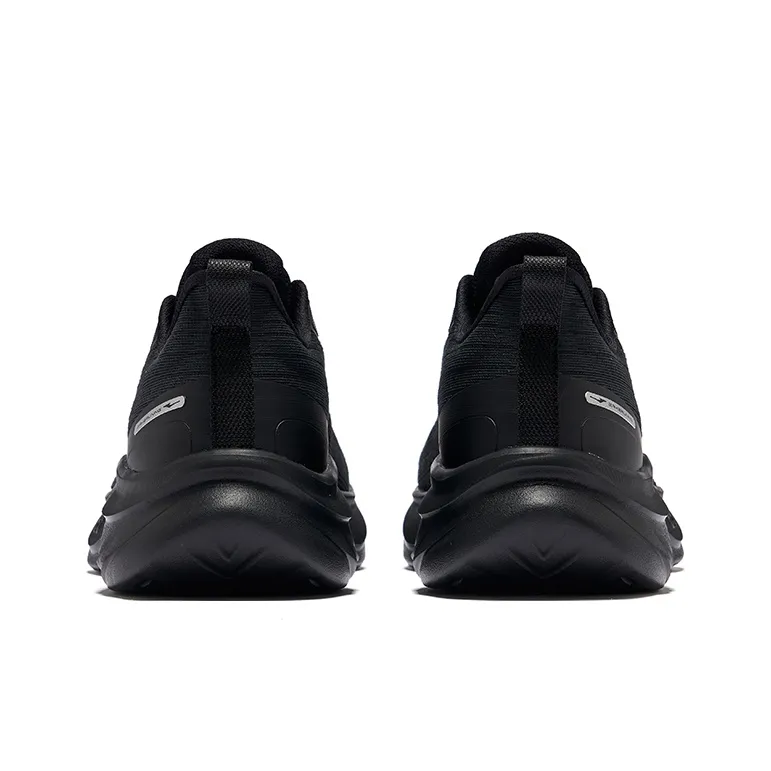 Erke Cushioning Rebound Wear Resistant Breathable Low Top Running Shoes Men's Jet Black-4