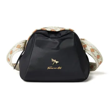 RED DRAGONFLY Fabric Crossbody Bag Women's Classic Black/Milk Tea